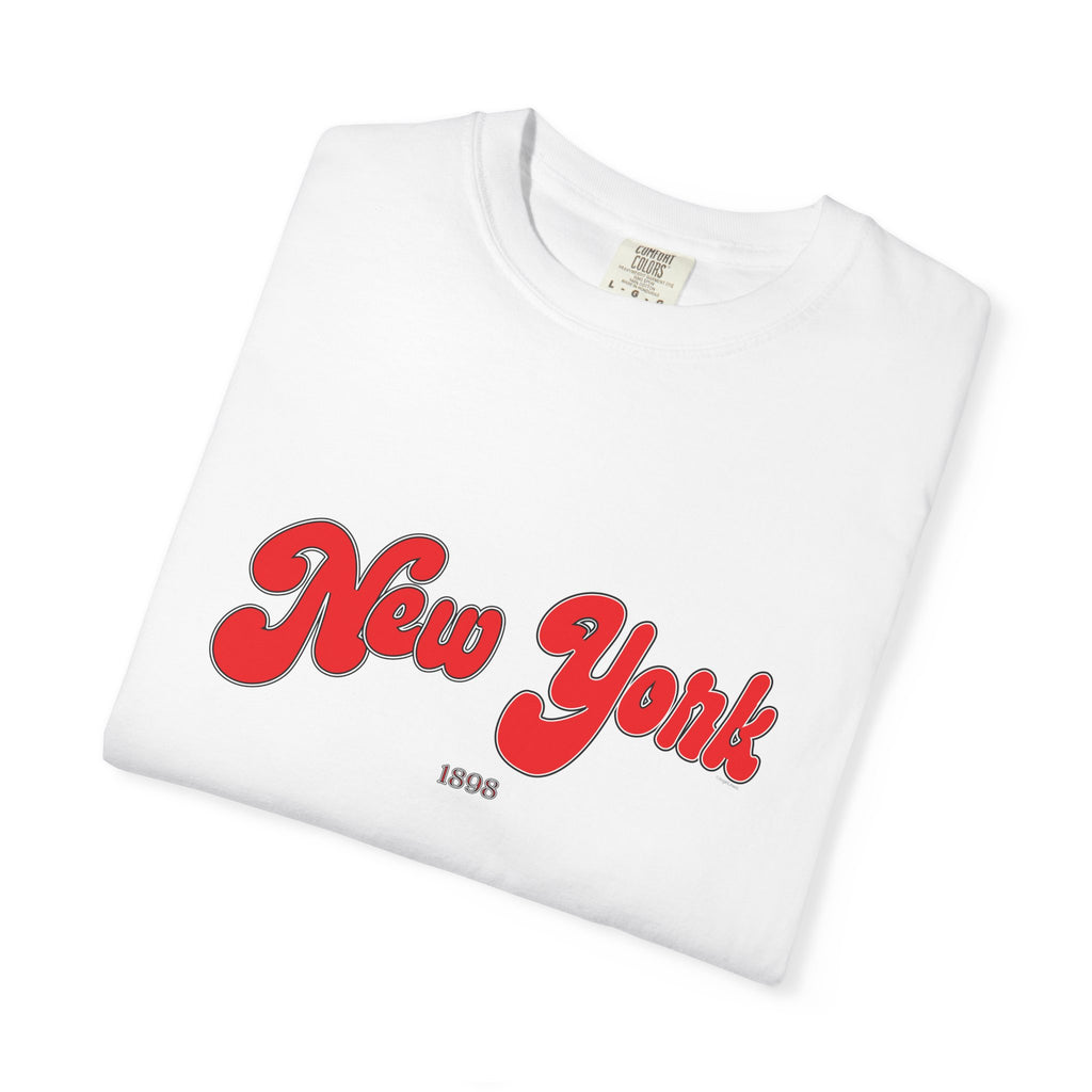 New York 1898 Black Red Lettering Graphic Tee