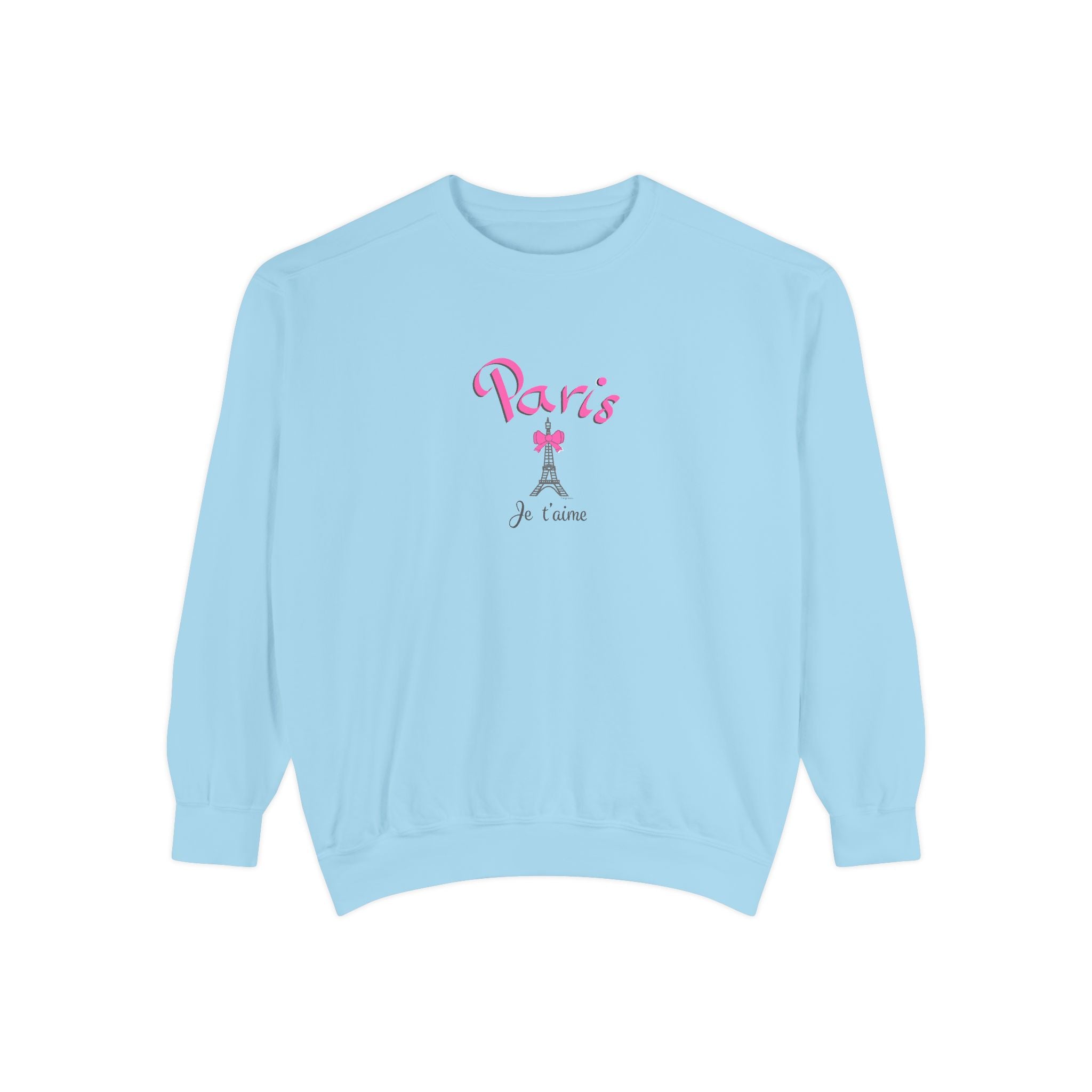 Paris Je T’aime Eiffel Tower Graphic Sweatshirt - Unisex Garment-Dyed Sweatshirt