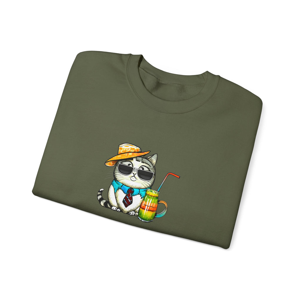 Fun Purr-fectly Chilled Cat Graphic Unisex Heavy Blend™ Crewneck Sweatshirt