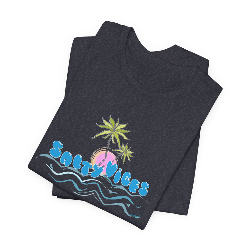 Salty Vibes Palm Trees Beach Graphic Unisex Short Sleeve Tee