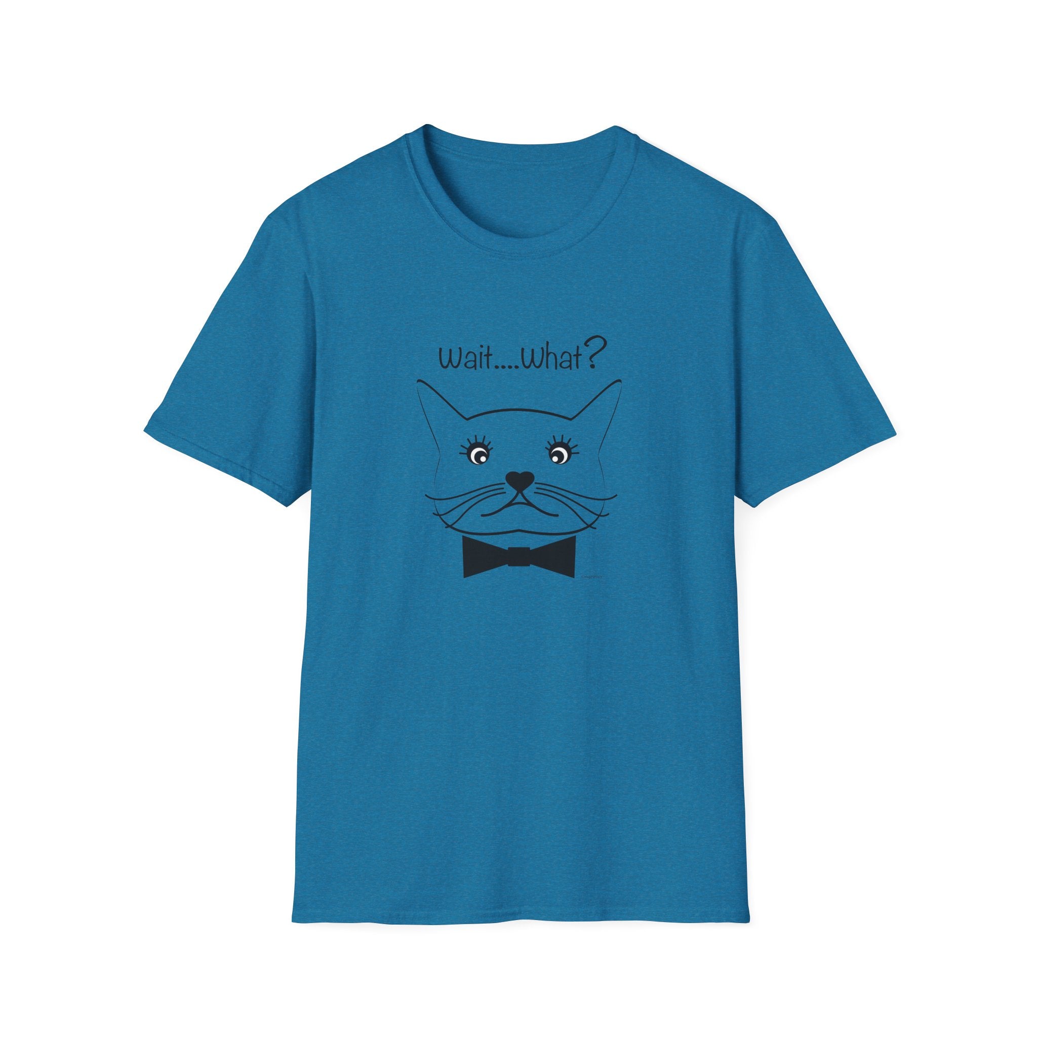 Wait, What? Funny Cat Graphic T-Shirt with Bow Tie