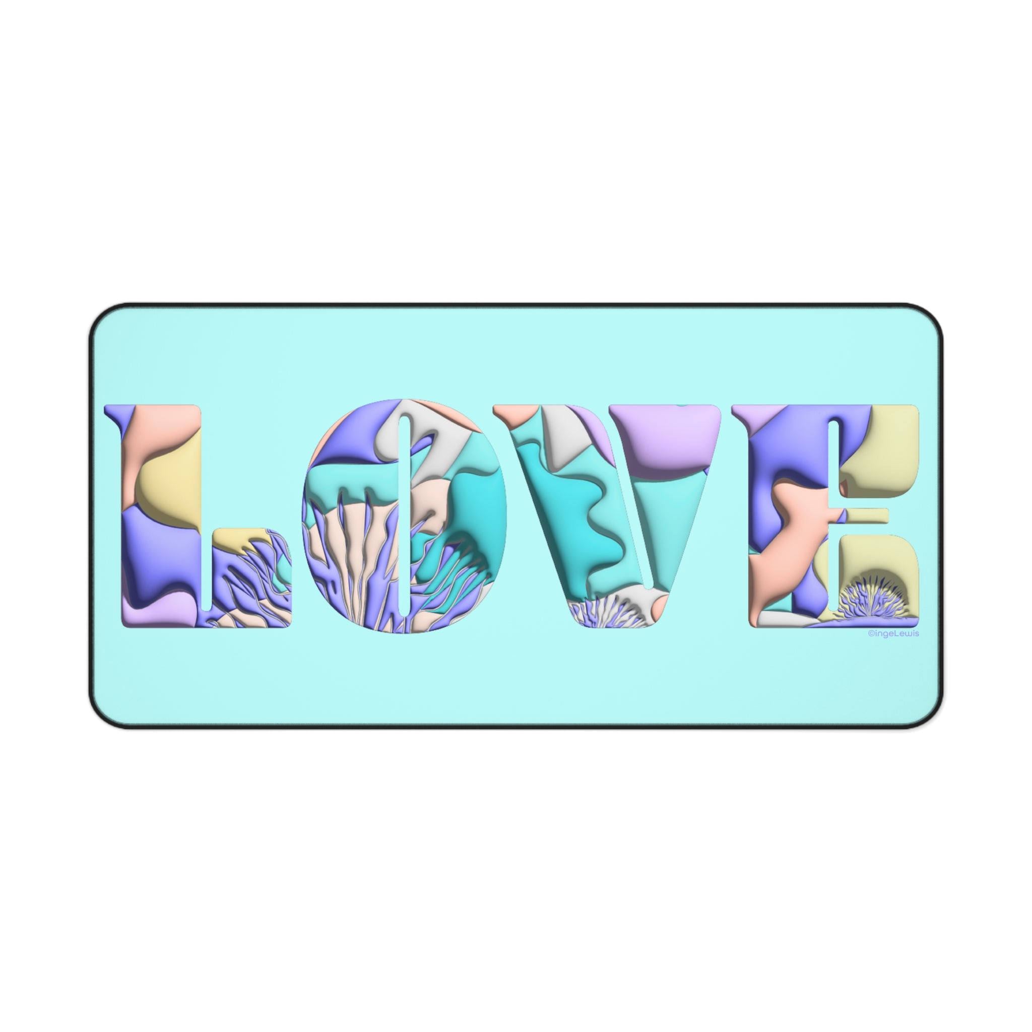 LOVE Colorful Modern 3D Typography Large Desk Mat