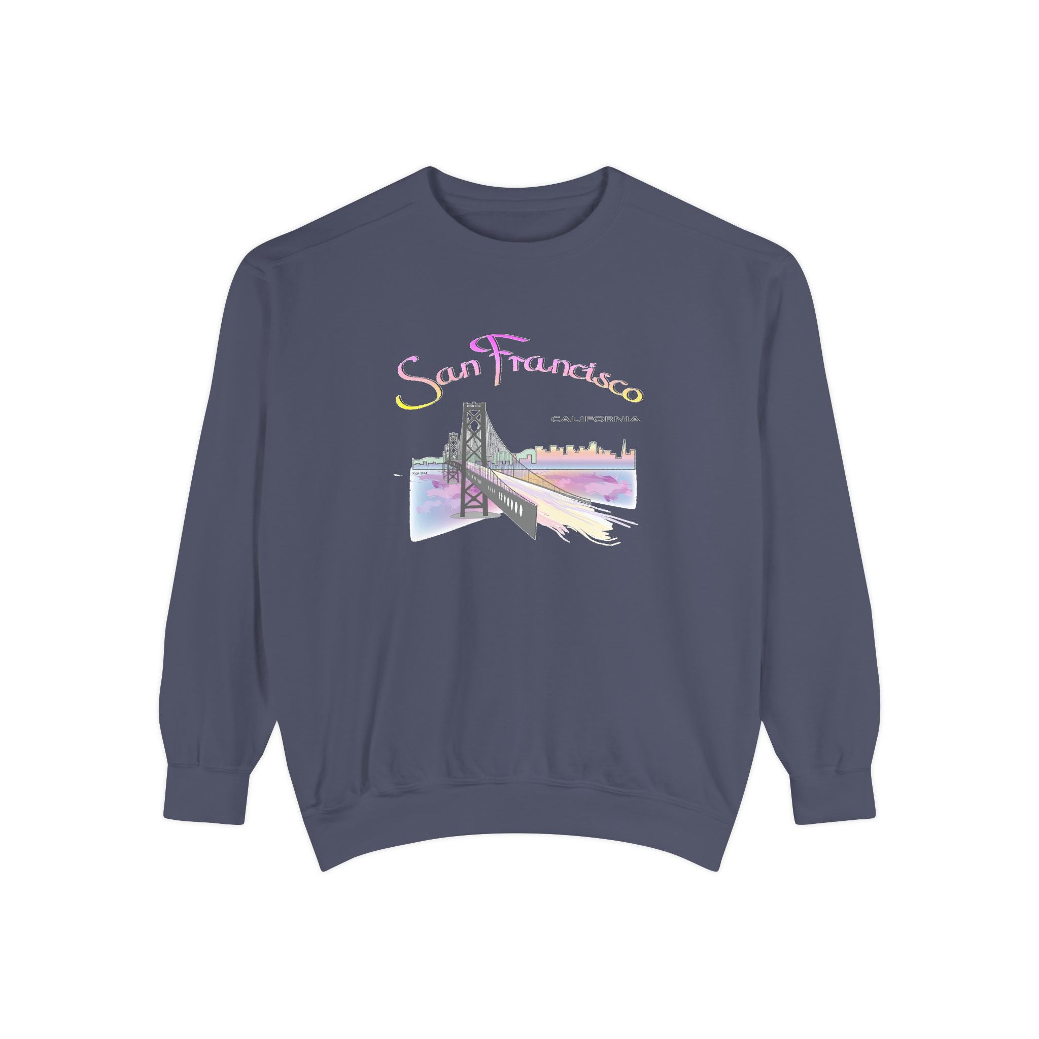 San Francisco Rainbow Bridge Graphic Sweatshirt - Unisex Garment-Dyed Sweatshirt
