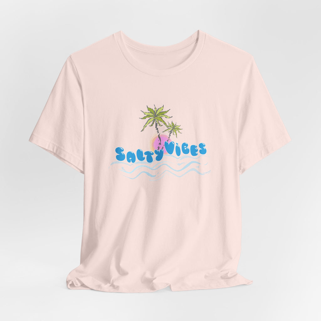 Salty Vibes Palm Trees Beach Graphic Unisex Short Sleeve Tee