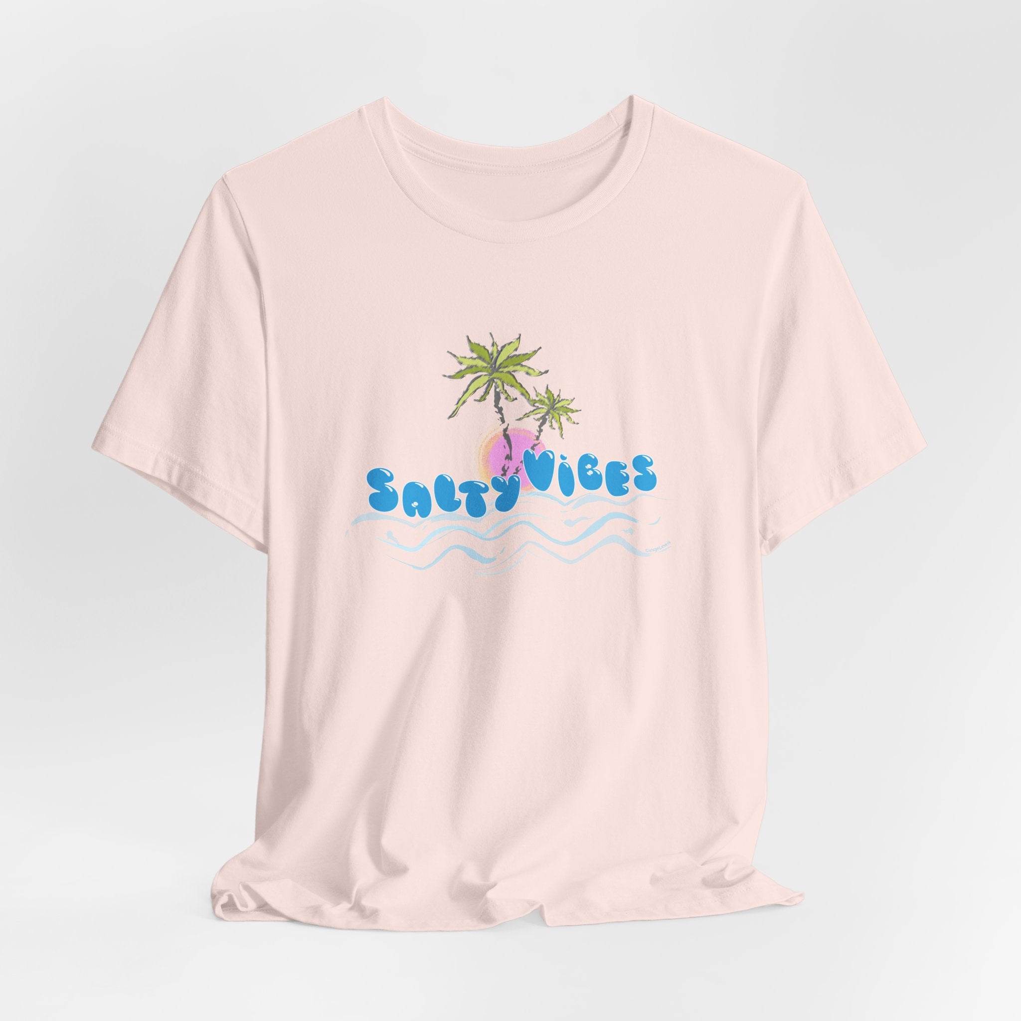 Salty Vibes Palm Trees Beach Graphic Unisex Short Sleeve Tee