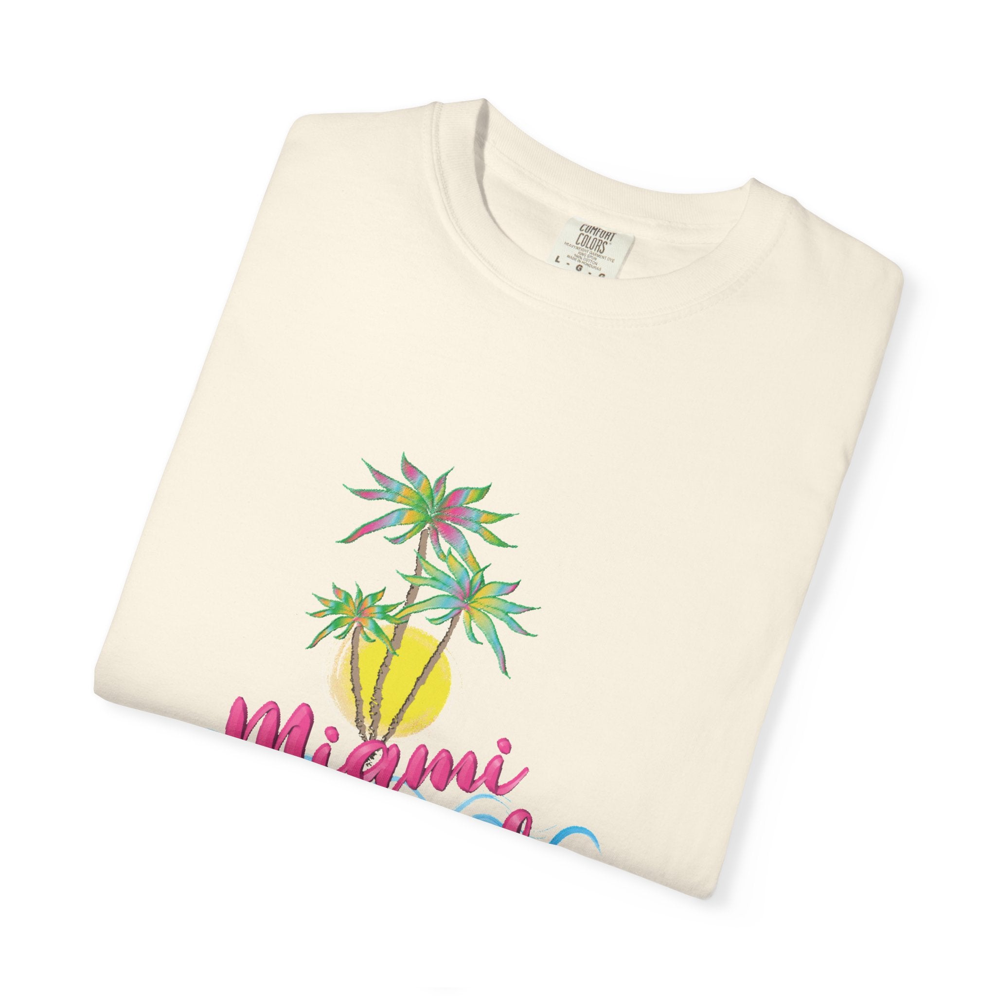 MIAMI BEACH Palm Sunset Graphic Unisex Garment-Dyed T-shirt