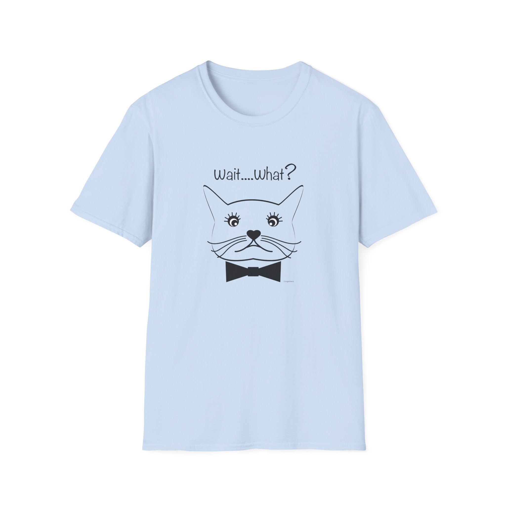 Wait, What? Funny Cat Graphic T-Shirt with Bow Tie