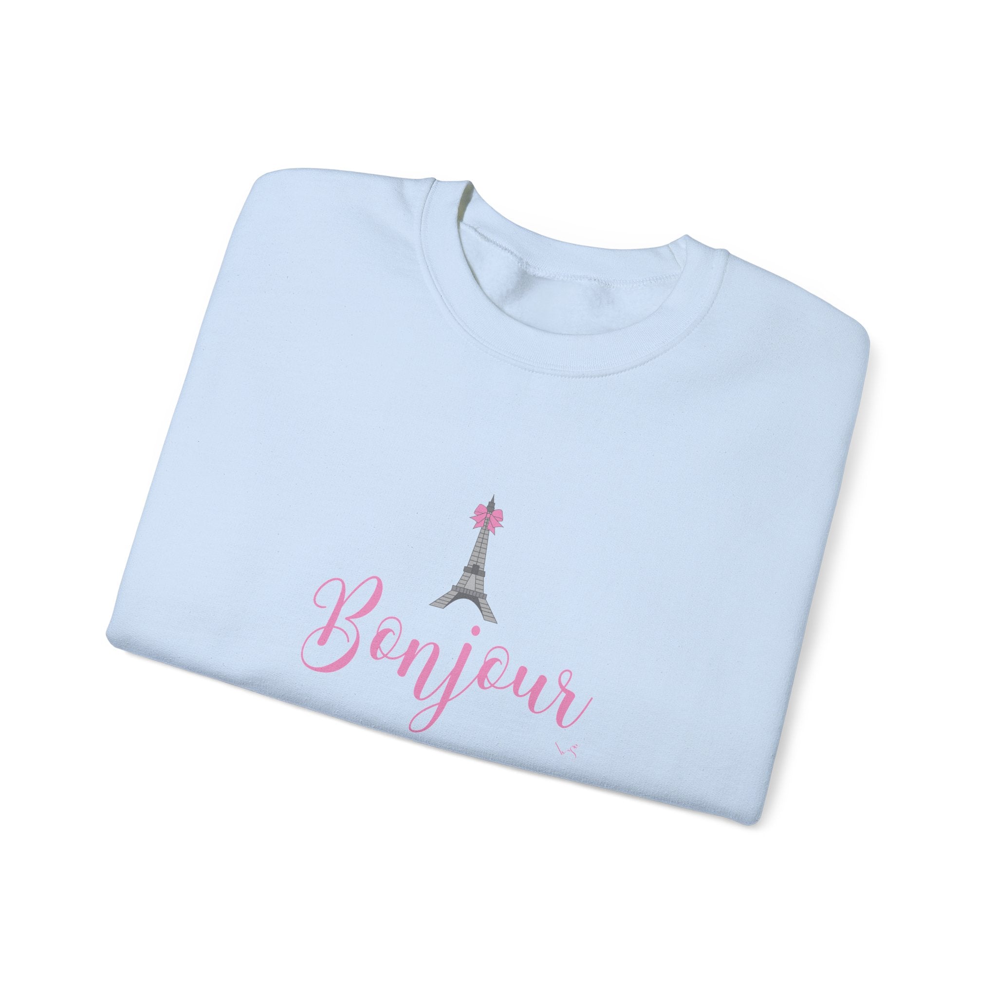 Bonjour Paris Eiffel Tower Graphic Sweatshirt - Unisex Heavy Blend™ Crewneck Sweatshirt