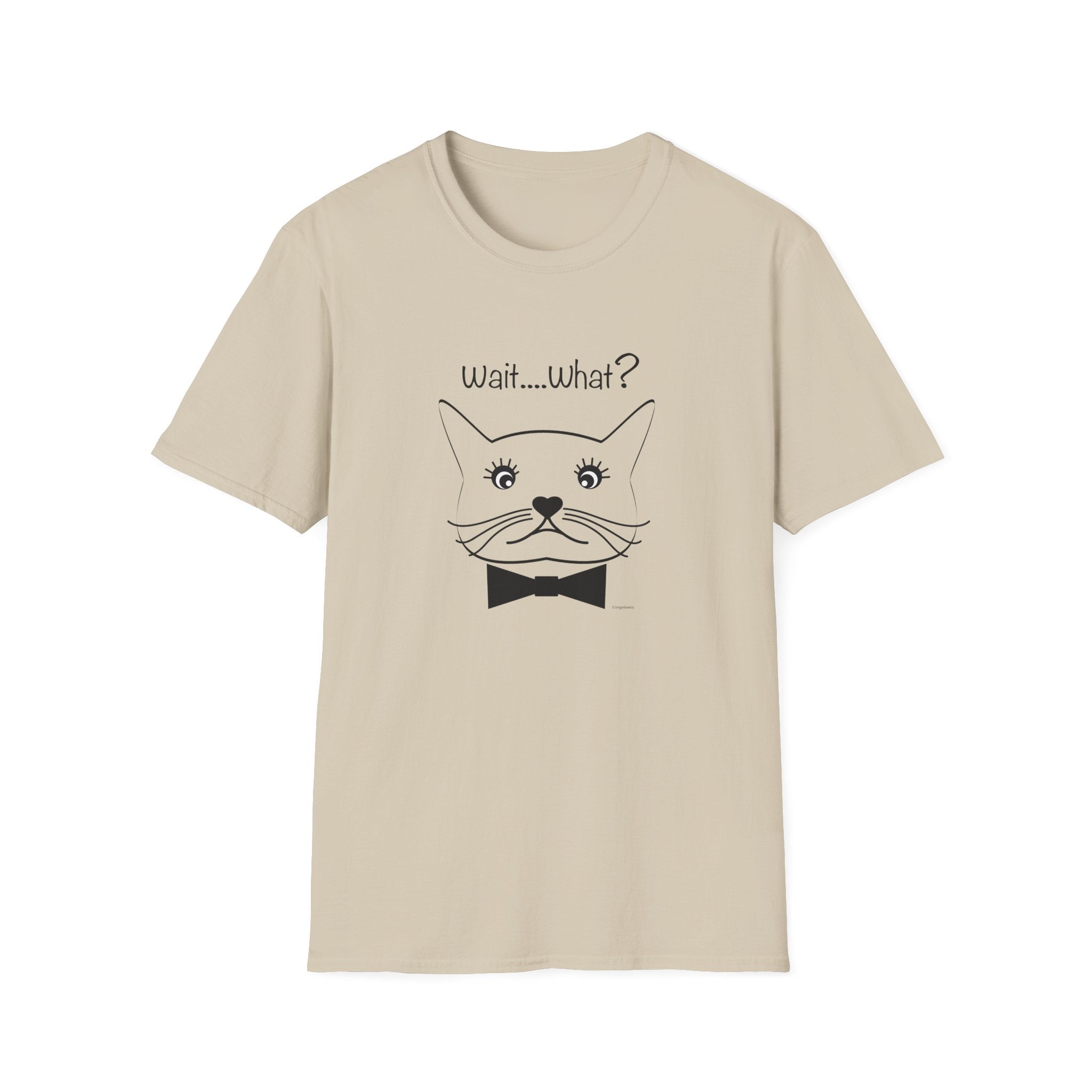 Wait, What? Funny Cat Graphic T-Shirt with Bow Tie