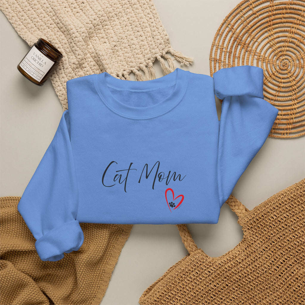 Cat Mom Heart Unisex Crewneck Sweatshirt