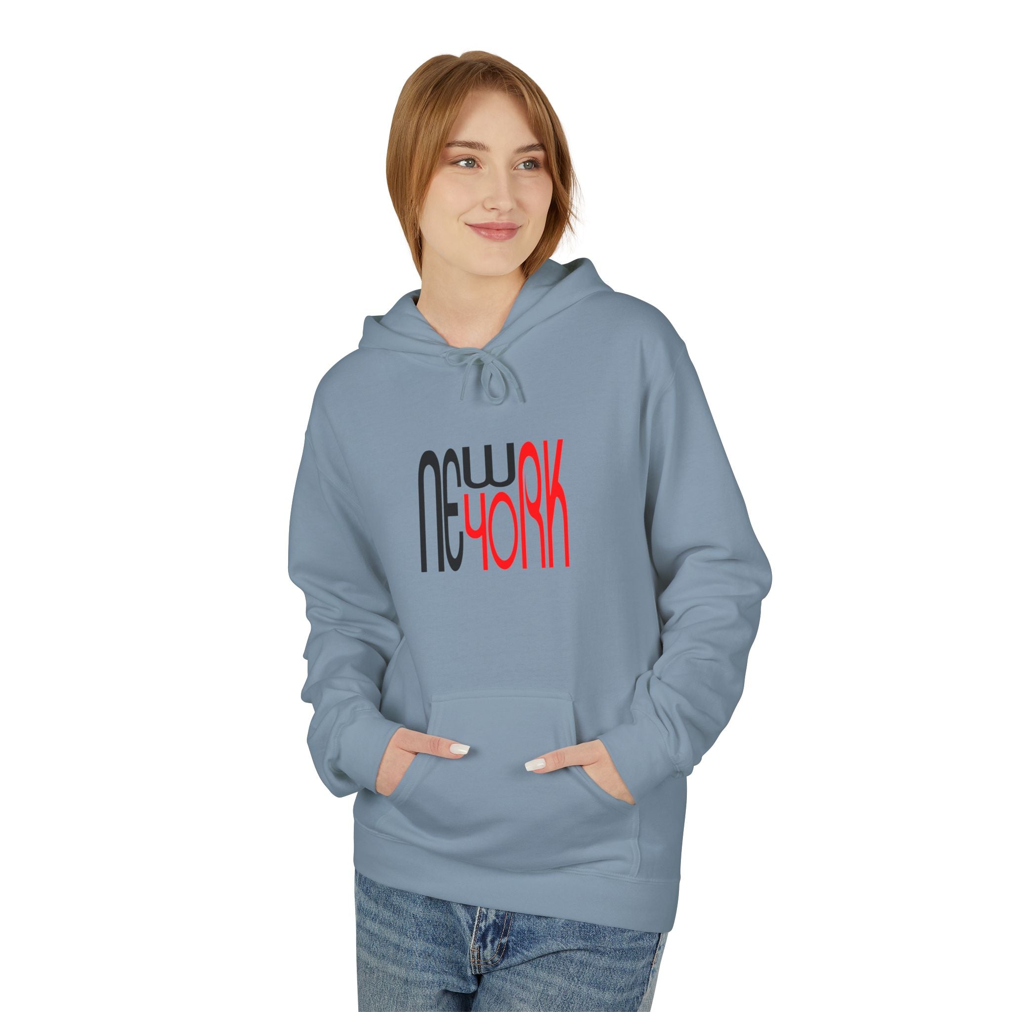 New York Retro Red Black Typography HoodieUnisex Hoodie