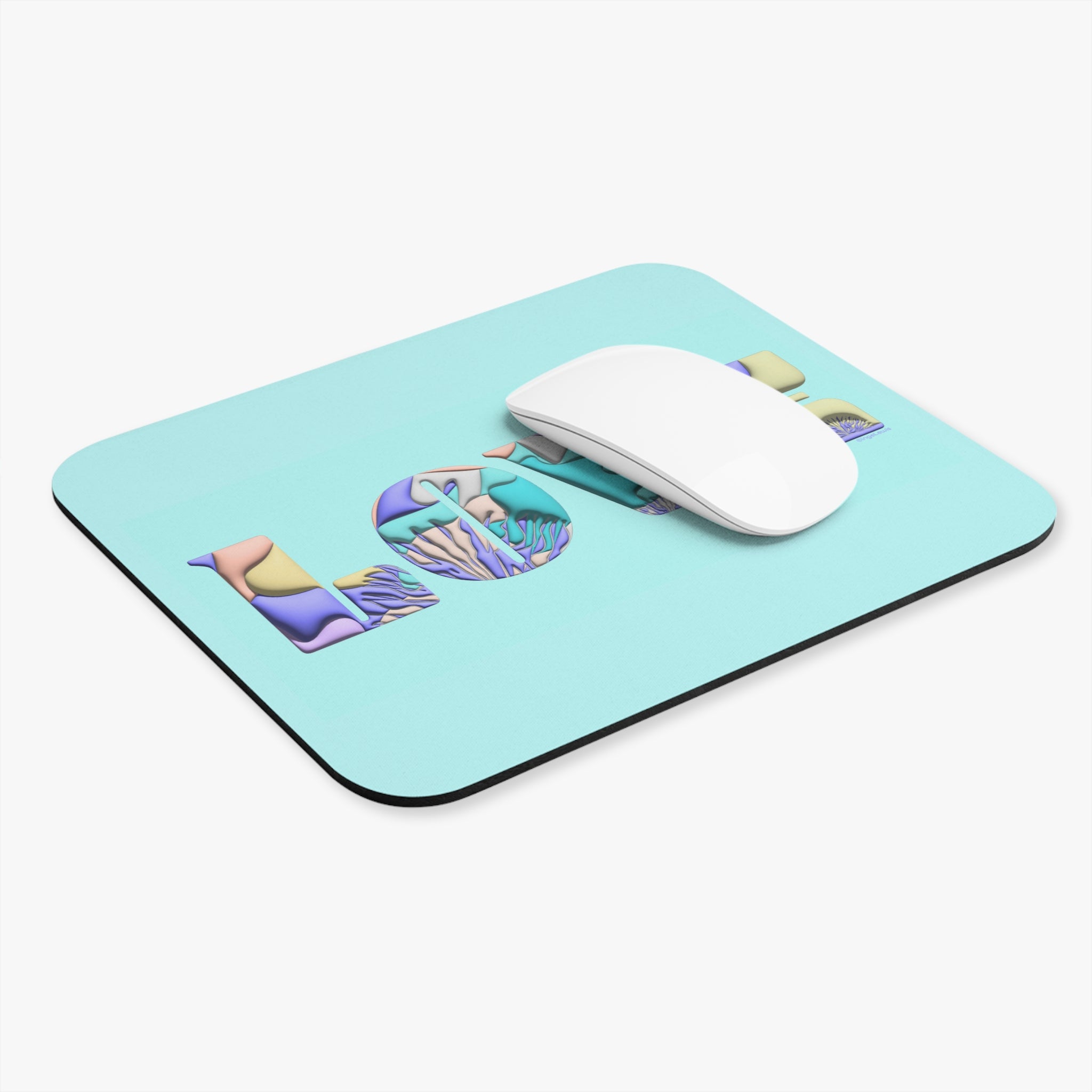 LOVE Colorful Modern 3D Typography Mouse Pad (Rectangle)