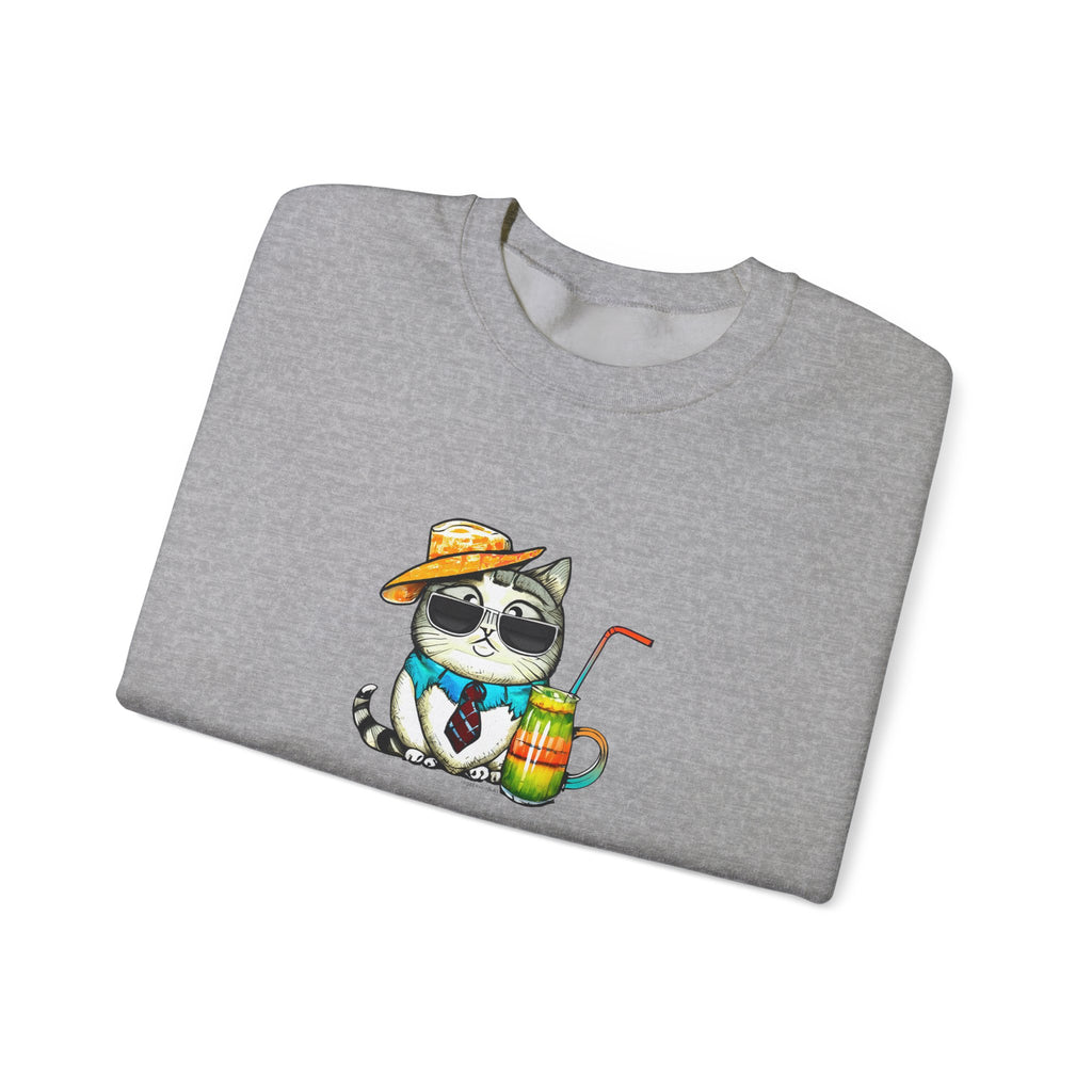 Fun Purr-fectly Chilled Cat Graphic Unisex Heavy Blend™ Crewneck Sweatshirt