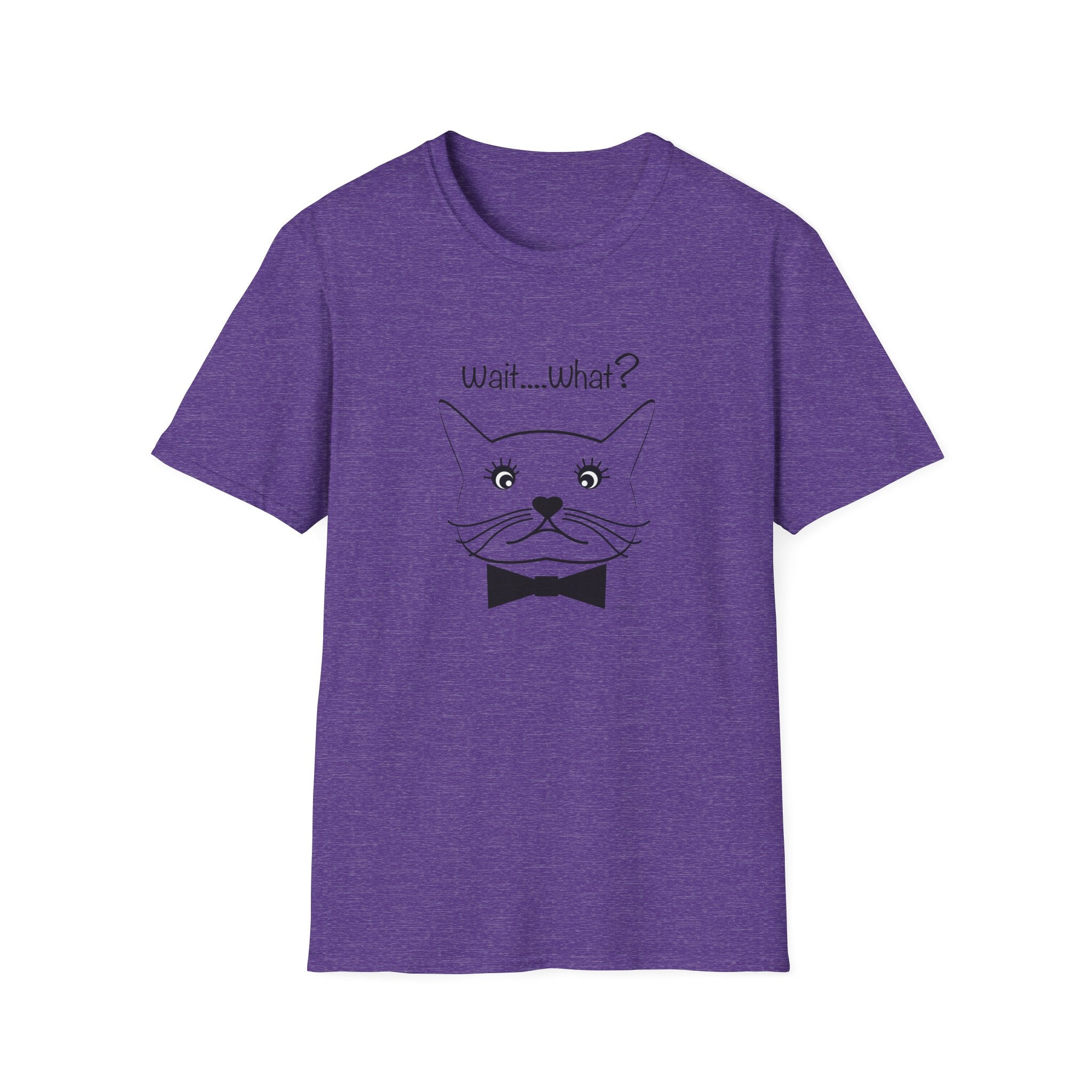 Wait, What? Funny Cat Graphic T-Shirt with Bow Tie