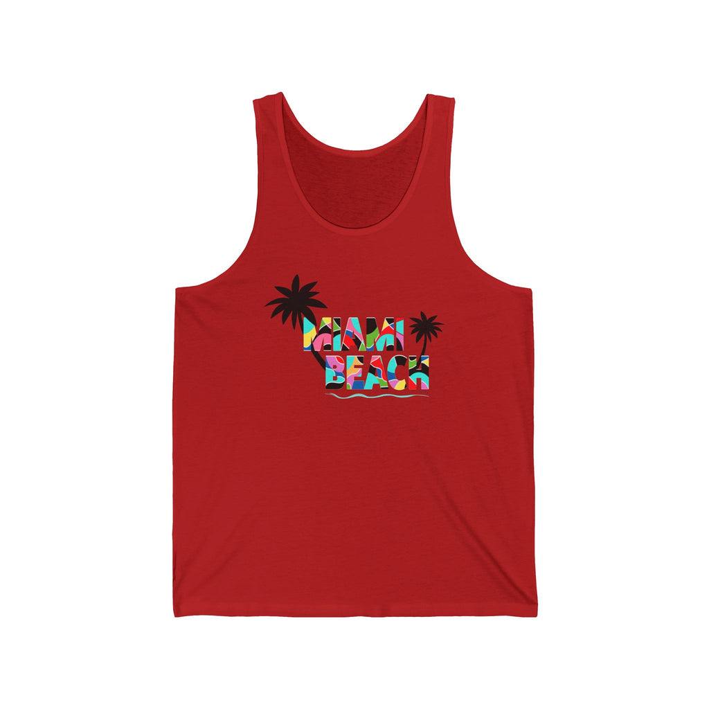 MIAMI BEACH Color Block Graphic Unisex Jersey Tank
