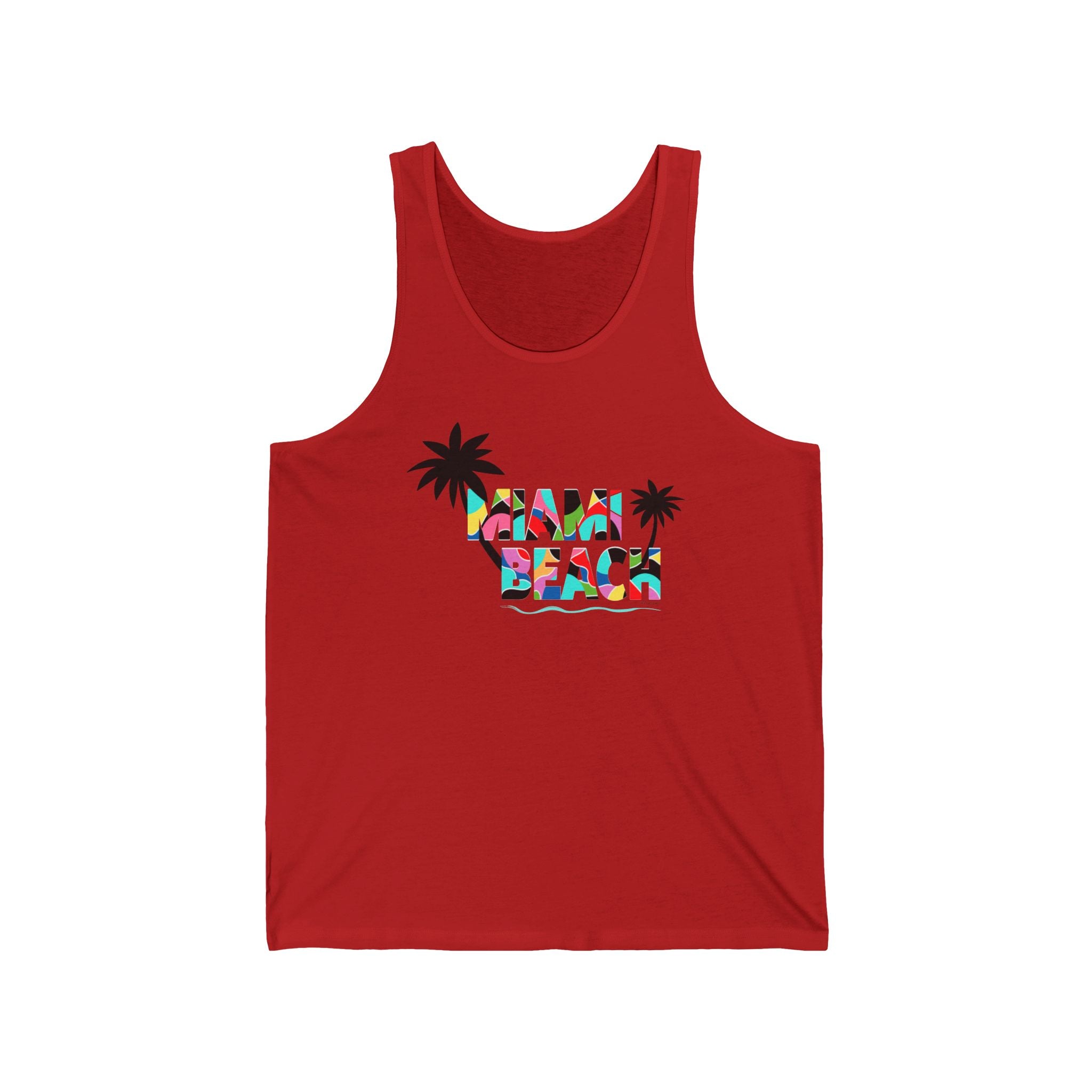 MIAMI BEACH Color Block Graphic Unisex Jersey Tank
