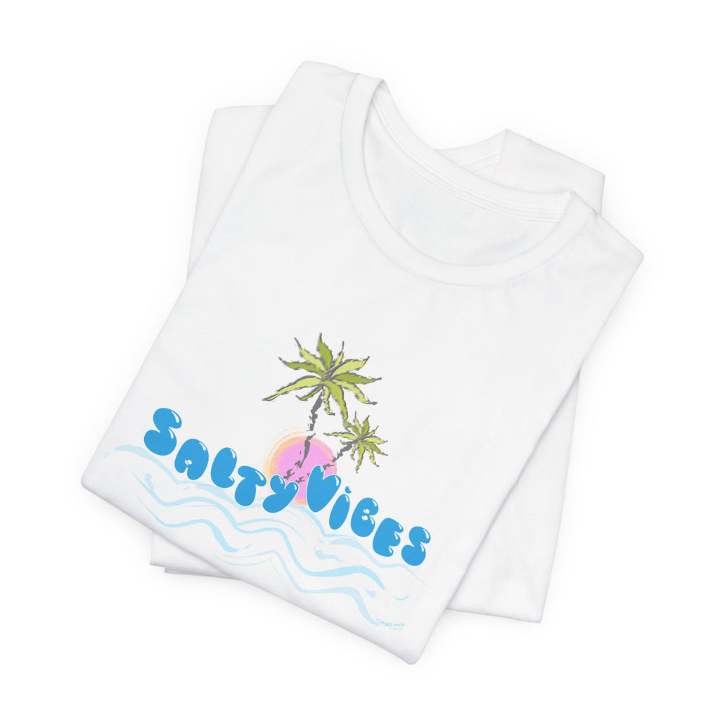 Salty Vibes Palm Trees Beach Graphic Unisex Short Sleeve Tee