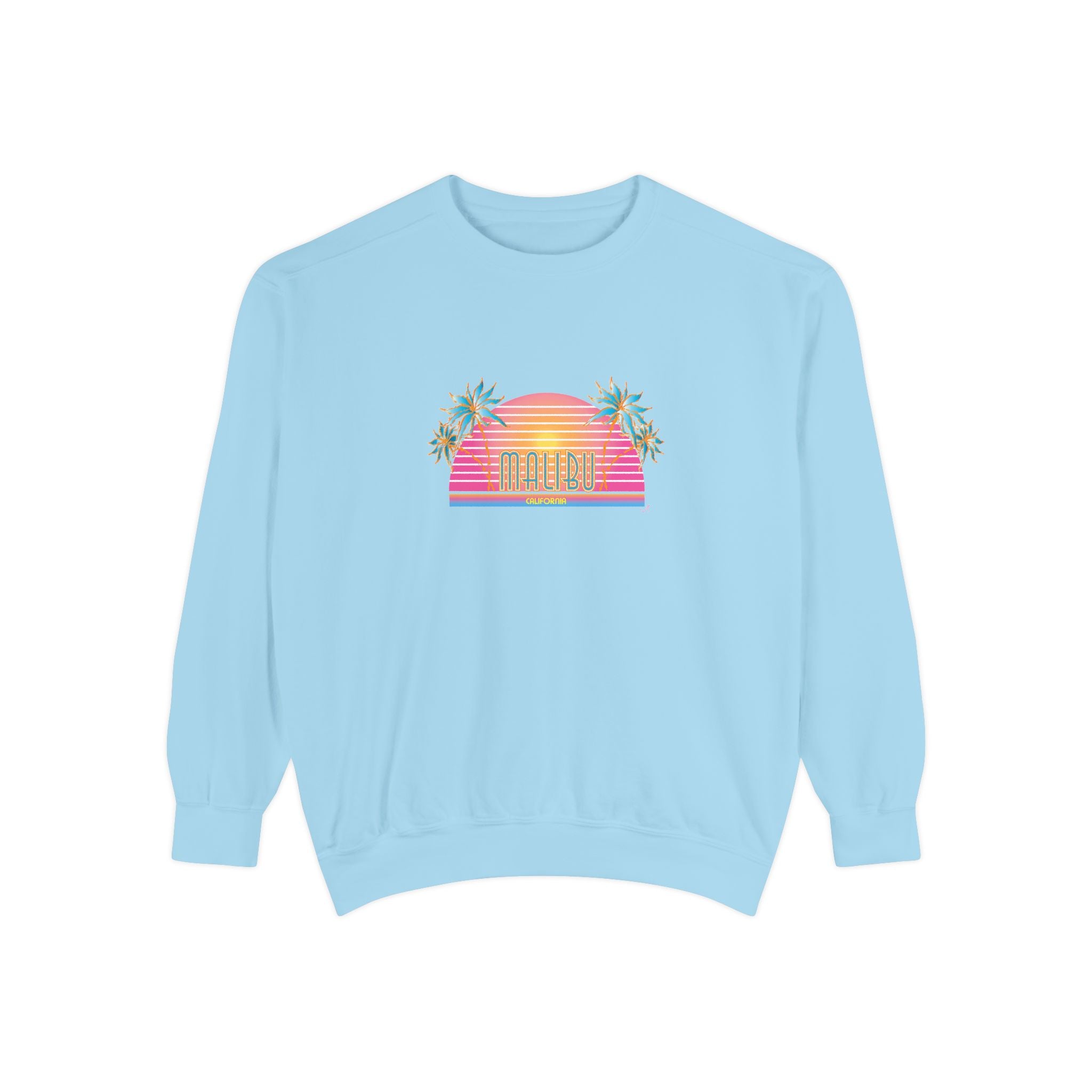 Malibu California Sunset Graphic Unisex Garment-Dyed Sweatshirt