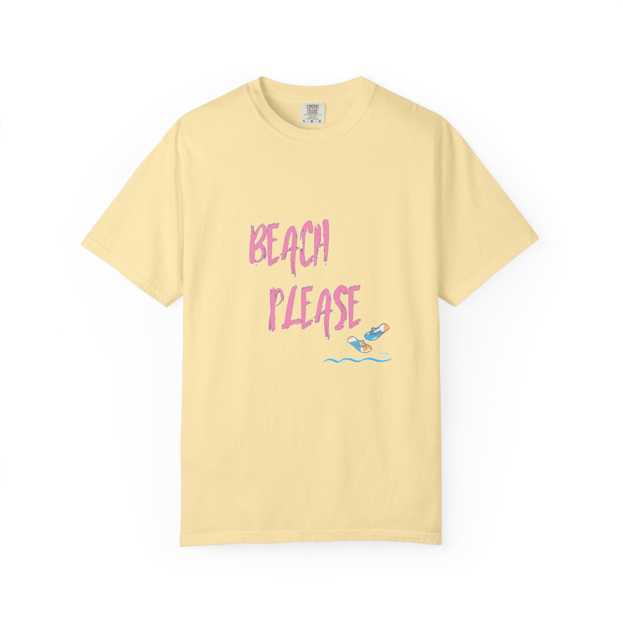 BEACH PLEASE Graphic Unisex Garment-Dyed T-shirt