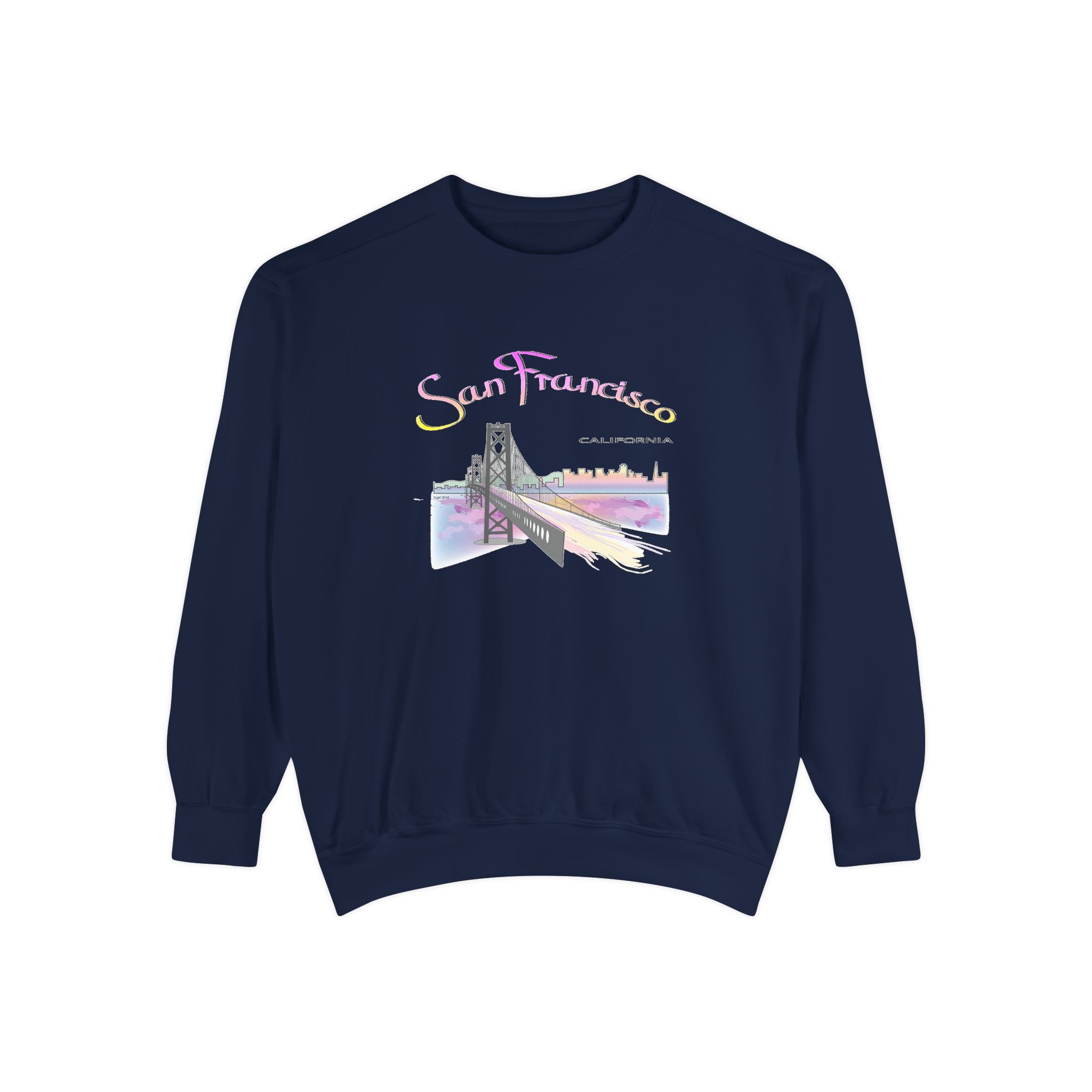 San Francisco Rainbow Bridge Graphic Sweatshirt - Unisex Garment-Dyed Sweatshirt