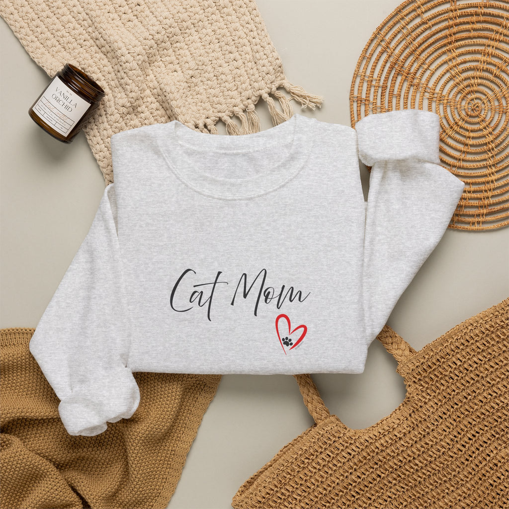 Cat Mom Heart Unisex Crewneck Sweatshirt