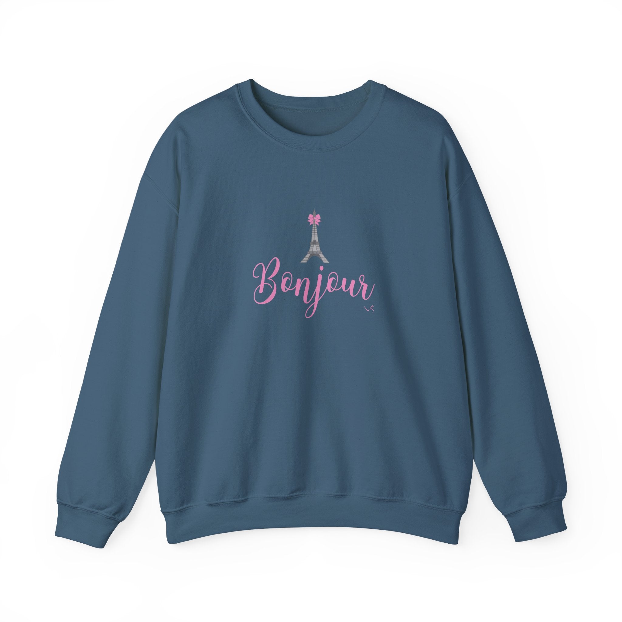Bonjour Paris Eiffel Tower Graphic Sweatshirt - Unisex Heavy Blend™ Crewneck Sweatshirt