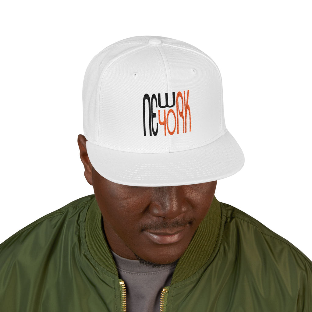 New York Black Red Lettering Unisex Snapback Cap (Embroidery)