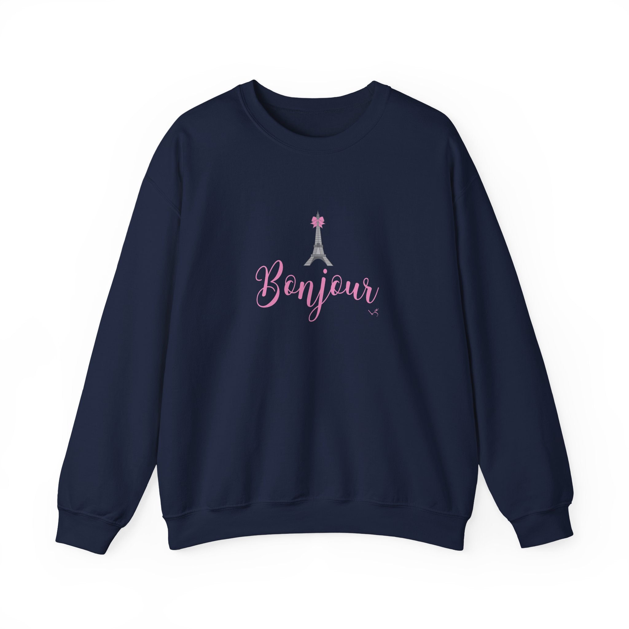 Bonjour Paris Eiffel Tower Graphic Sweatshirt - Unisex Heavy Blend™ Crewneck Sweatshirt