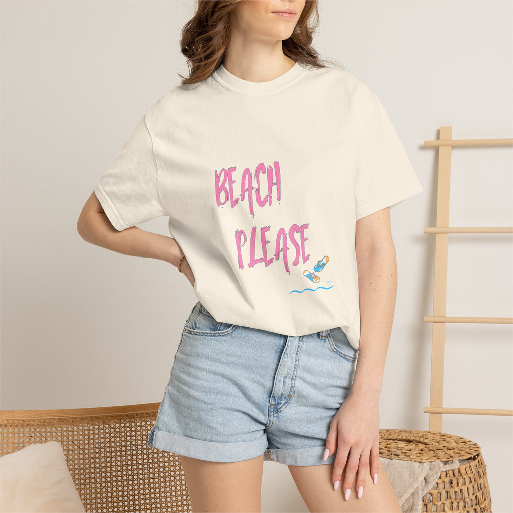 BEACH PLEASE Graphic Unisex Garment-Dyed T-shirt