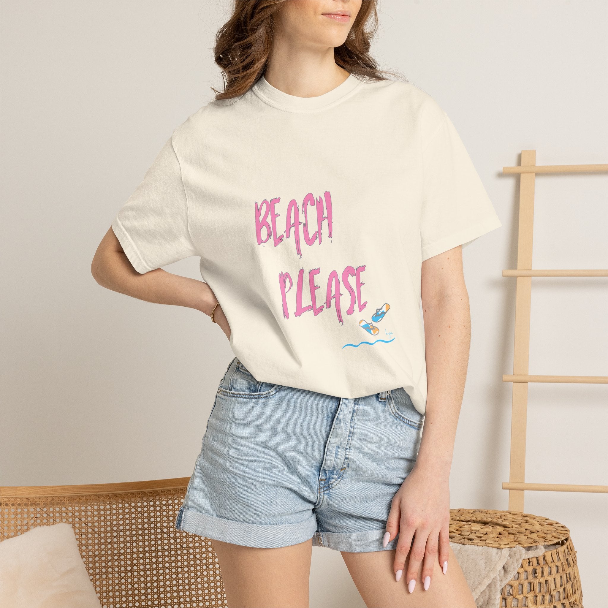 BEACH PLEASE Graphic Unisex Garment-Dyed T-shirt