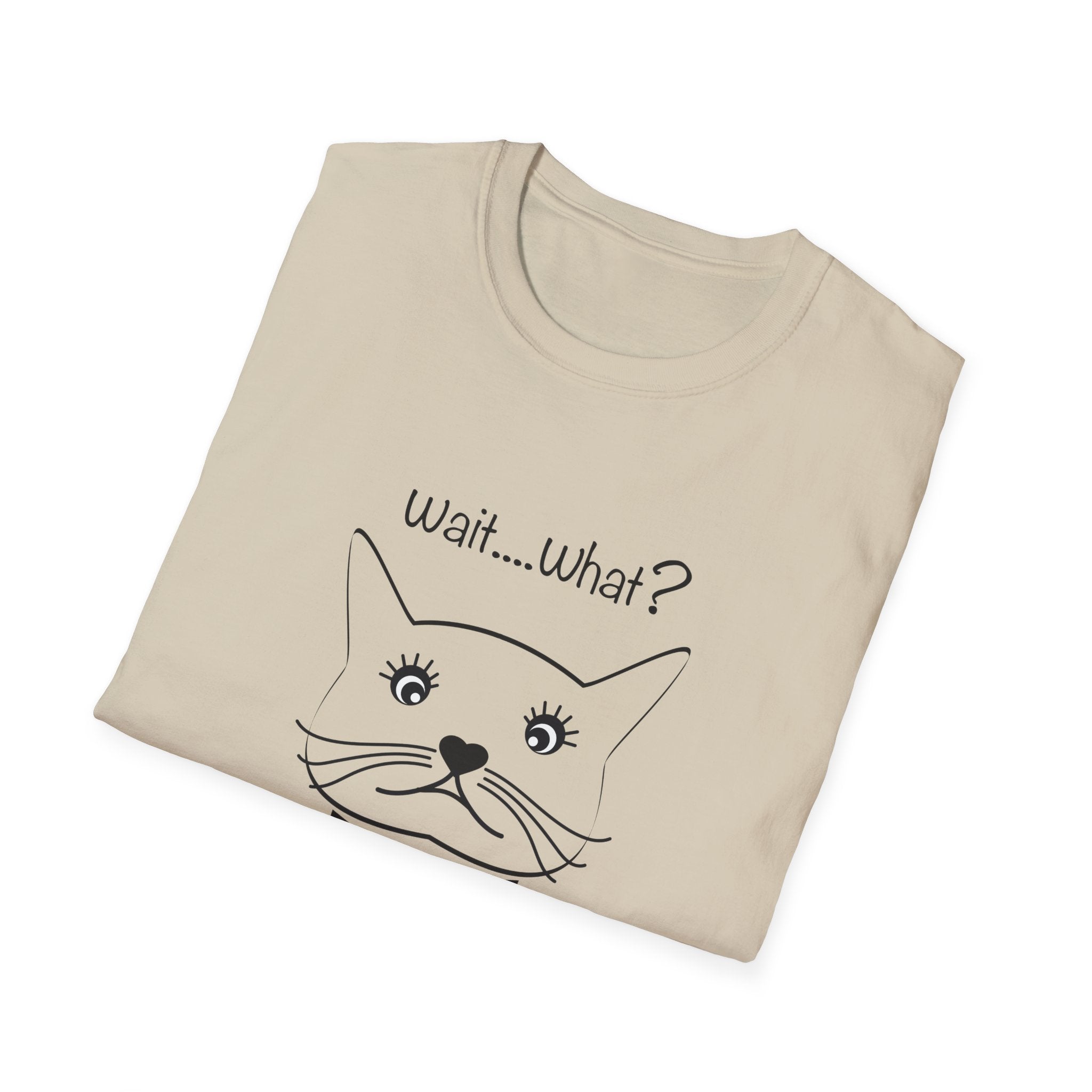 Wait, What? Funny Cat Graphic T-Shirt with Bow Tie