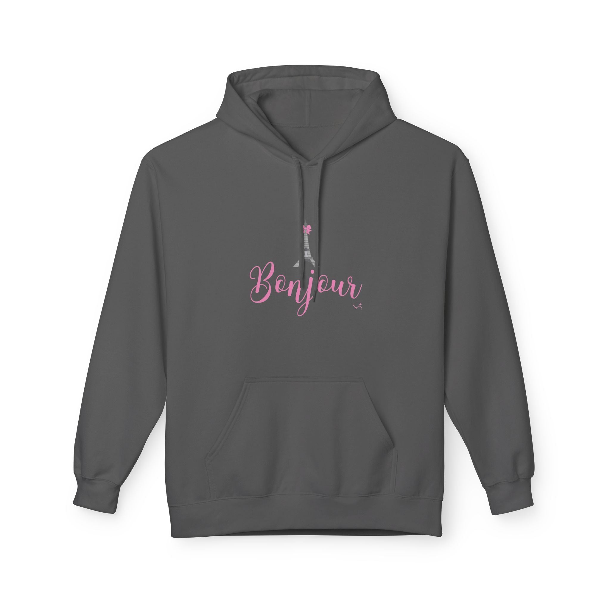 Bonjour Paris Eiffel Tower Graphic Hoodie - Unisex Midweight Softstyle Fleece Hoodie