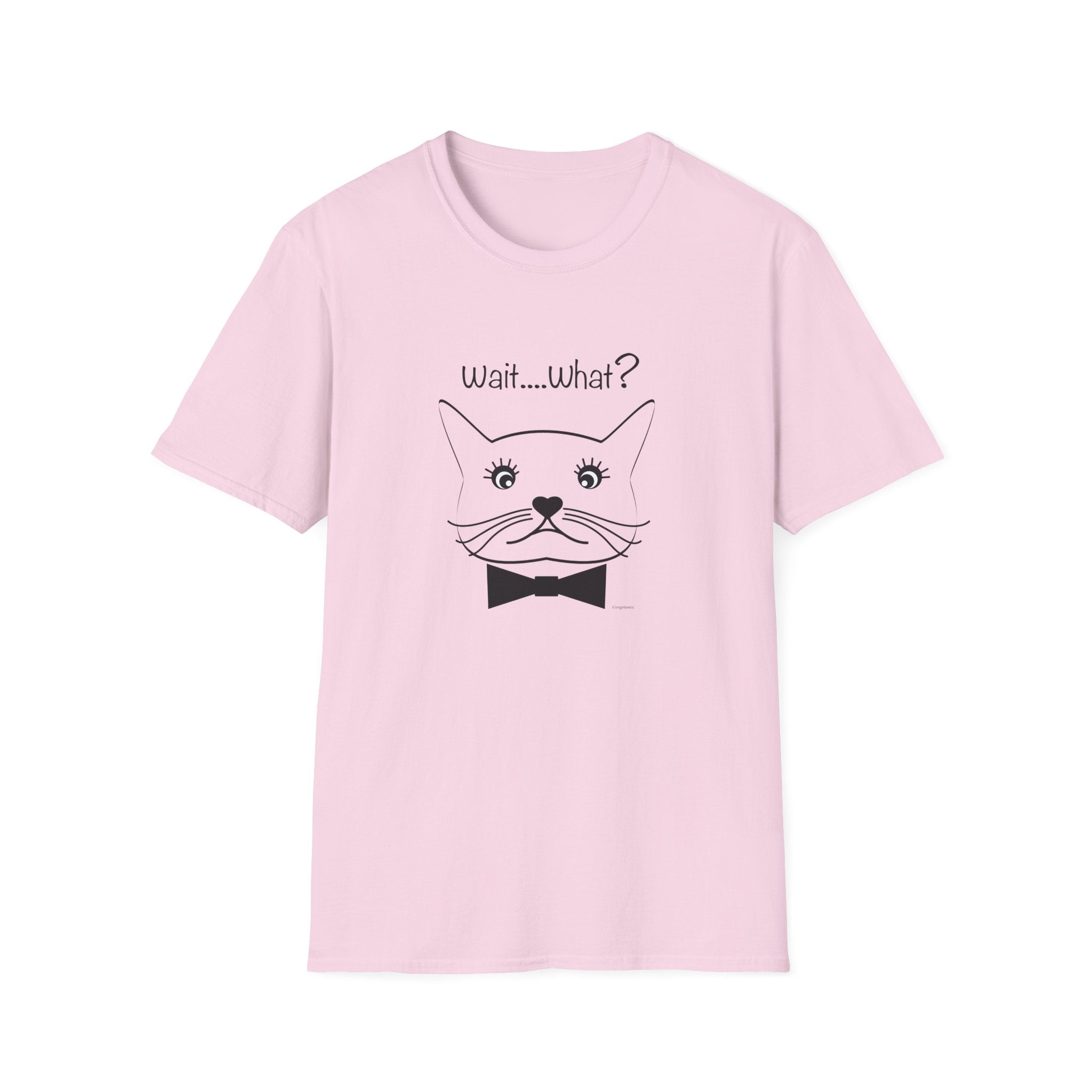 Wait, What? Funny Cat Graphic T-Shirt with Bow Tie