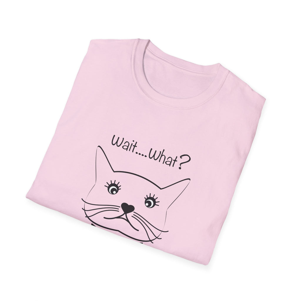 Wait, What? Funny Cat Graphic T-Shirt with Bow Tie