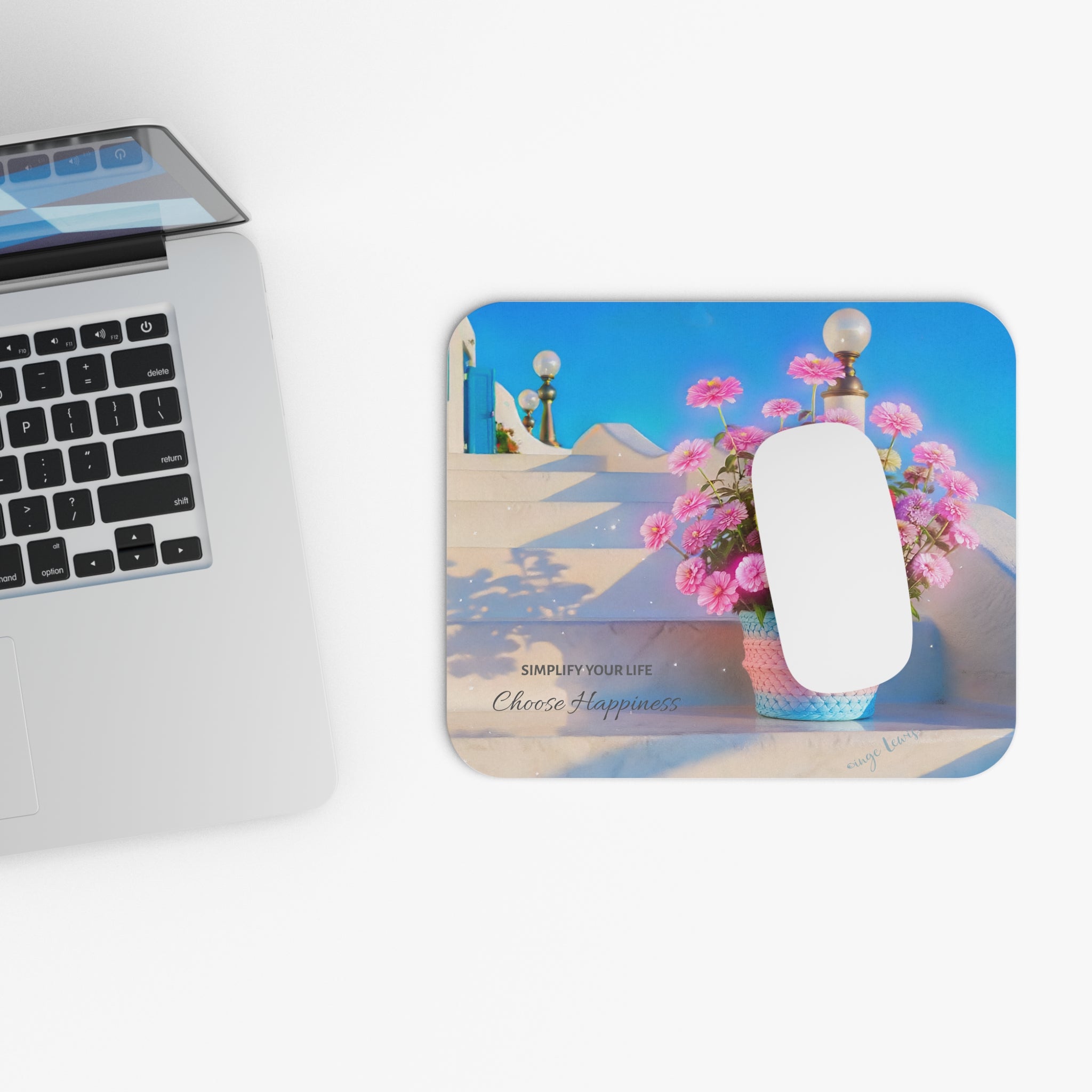 Choose Happiness Floral Mouse Pad (Rectangle)