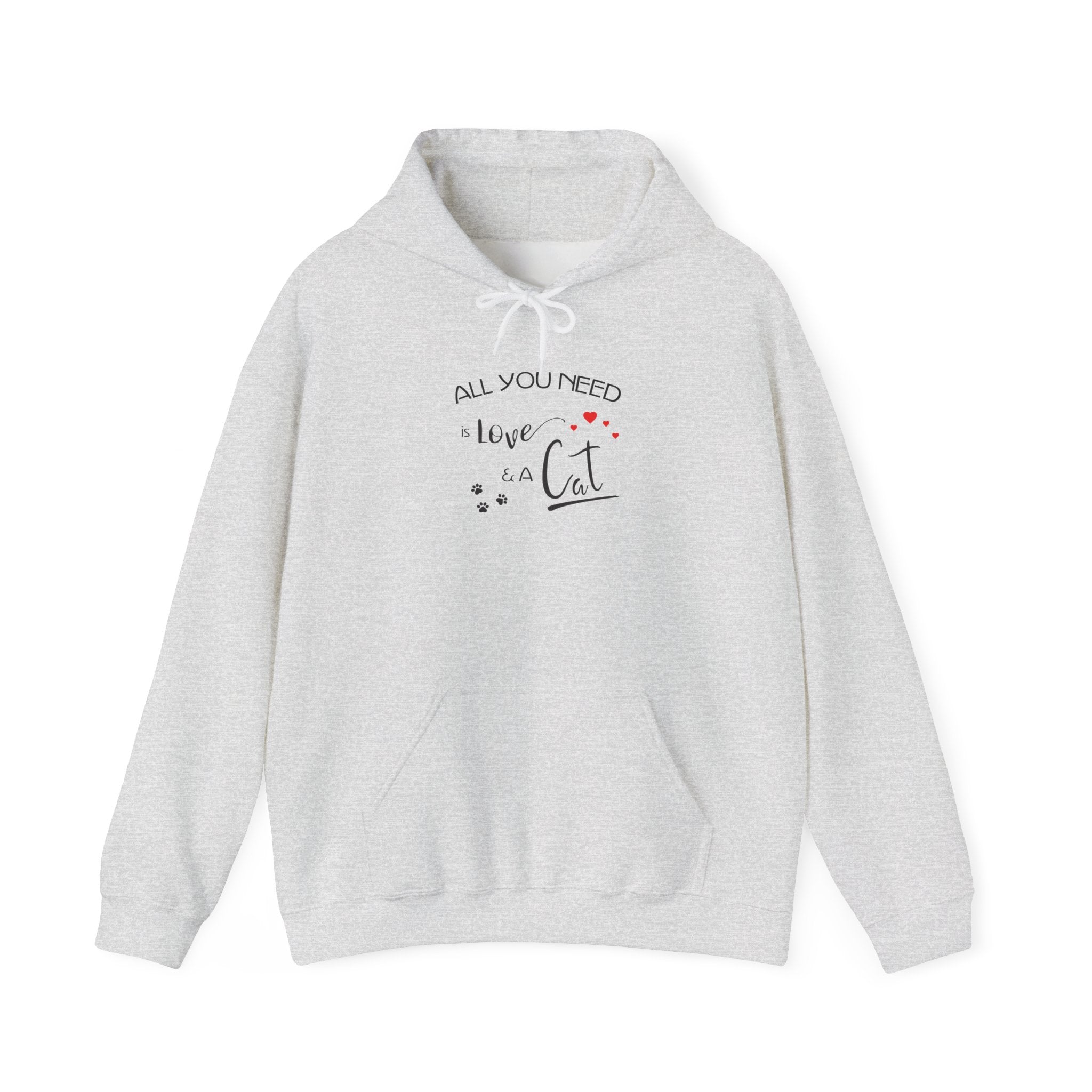 All You Need Is Love and a Cat Graphic Hoodie - Unisex Heavy Blend™ Hooded Sweatshirt