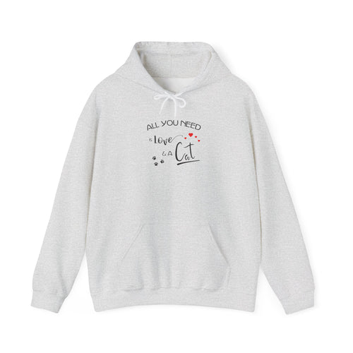 All You Need Is Love and a Cat Graphic Hoodie - Unisex Heavy Blend™ Hooded Sweatshirt